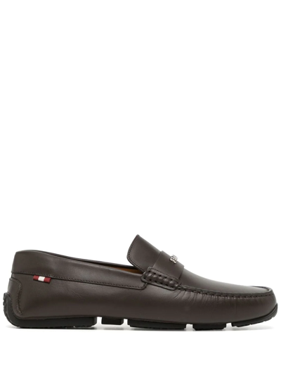 Bally Logo-plaque Leather Loafers In Brown