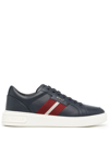 Bally Logo-stripe Leather Sneakers In Blue