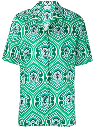Etro Geometric-print Shirt In Green