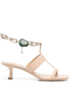 Jimmy Choo Reed 50mm Ankle-chain Sandals In Neutrals