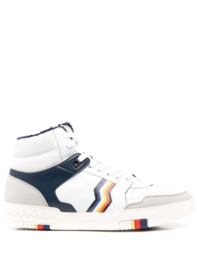 Missoni Panelled Leather High-top Trainers In White