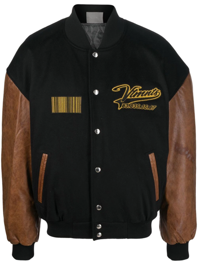 Vtmnts Colour-block Bomber Jacket In Black