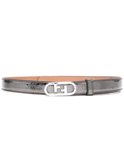 Fendi Logo Buckle-fastening Belt In Grey