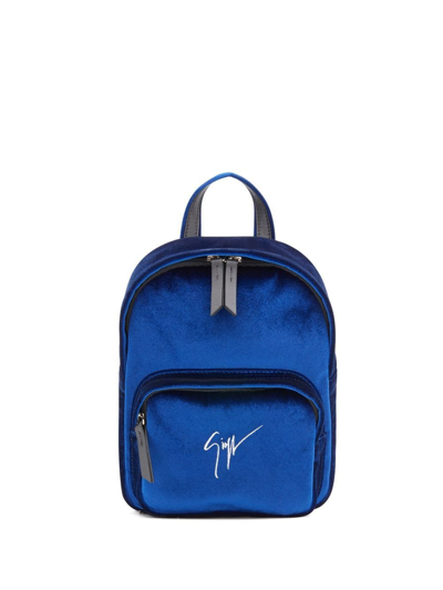 Giuseppe Zanotti Kilo Xs Velvet Backpack In Blue