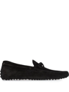 Tod's Black Black Gommini Nubuck Driving Shoes In Black