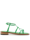 Low Classic Open-toe Heeled Sandals In Green