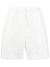 Msgm Broderie Anglaise Tailored Knee-length Shorts In White