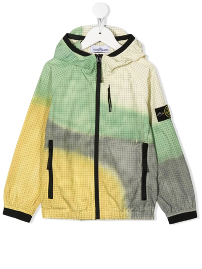 Stone Island Kids' Garment-dyed Hooded Jacket In Yellow