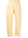 Jil Sander Raw-edge Curved-seam Jeans In Yellow