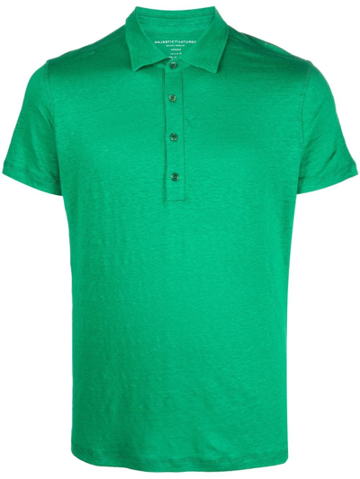 Majestic Stretch-linen Polo Shirt In Vgrt