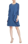 Sl Fashions Slny Beaded Neck Sleeveless Sheath Dress With Jacket In Wed