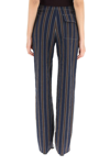 Tory Burch High-waisted Stripe-pattern Trousers In Navy / Burgundy