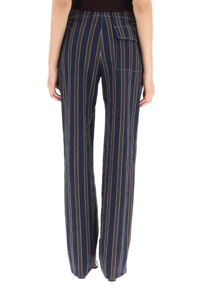 Tory Burch High-waisted Stripe-pattern Trousers In Navy / Burgundy