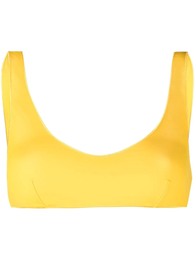 Oseree Yellow Bikini Top Tone-on-tone Stitching