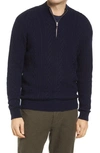 PETER MILLAR CROWN CABLE WOOL & CASHMERE QUARTER ZIP SWEATER