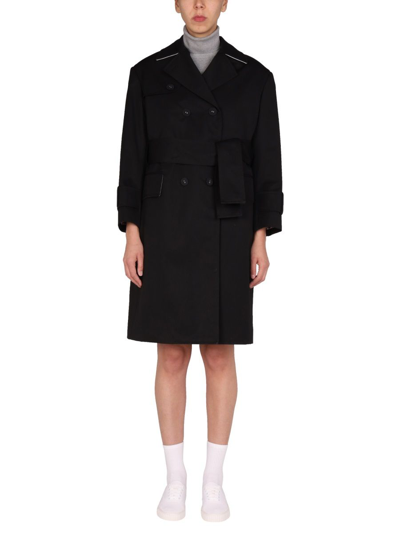 Thom Browne Double-breasted Trench Coat In Black