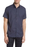 Stone Rose Stretch Short Sleeve Button-up Shirt In Navy