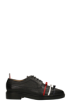 THOM BROWNE LACE UP SHOES IN BLACK LEATHER