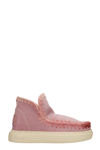 MOU BOLD SNEAKER LOW HEELS ANKLE BOOTS IN ROSE-PINK SUEDE