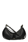 Yuzefi Bean Shoulder Bag In Black Leather In Black