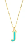 Gabi Rielle Vacay Dreamy Collection 14k Gold Plated Sterling Silver Turquoise French Enamel Initial Necklace In Gold- J