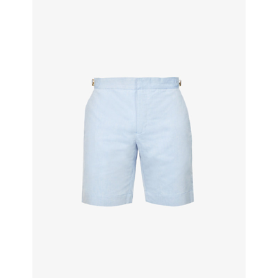Orlebar Brown Harrop Straight-leg Linen And Cotton-blend Shorts In Blue