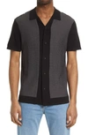 Rag & Bone Harvey Cotton-blend Knit Short-sleeved Shirt In Black White