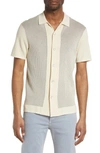 Rag & Bone Harvey Short Sleeve Knit Button-up Camp Shirt In Ivory