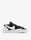 NIKE NIKE MENS BLACK WHITE WHITE SACAI X BLAZER LOW LEATHER AND SUEDE LOW-TOP TRAINERS,54846105