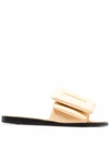 Boyy Yellow Puffy Flat Sandals In Beige