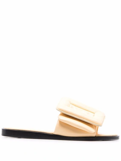 Boyy Yellow Puffy Flat Sandals In Beige