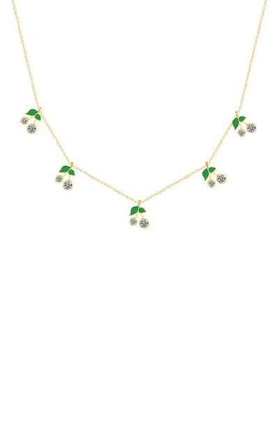 Gabi Rielle 14k Gold Plated Sterling Silver Cz Cherries Station Necklace