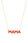 Gabi Rielle Vacay Dreamy Collection 14k Gold Plated Sterling Silver Enamel Red Mama Necklace In Gold