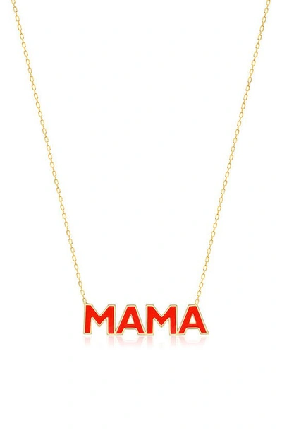 GABI RIELLE GABI RIELLE VACAY DREAMY COLLECTION 14K GOLD PLATED STERLING SILVER ENAMEL RED MAMA NECKLACE