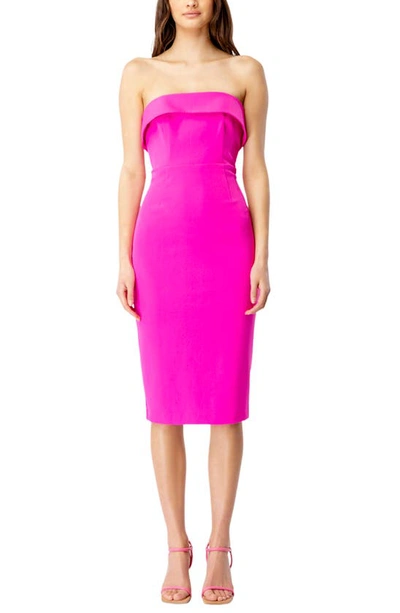 Bardot Georgia Strapless Bustier Midi Dress In Hot Pink