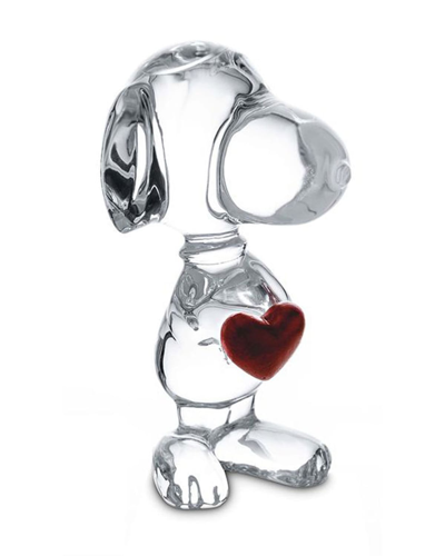 Baccarat Snoopy With Heart Figurine In Clear/red