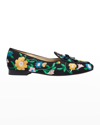 Kate Spade Devi Suede Bow Flat Loafers In Floral Garden Bla