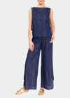 Everyday Ritual Piper Metallic Stripe Cotton Pajamas In Midnight Shimmer