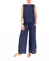Everyday Ritual Piper Metallic Stripe Cotton Pajamas In Midnight Shimmer