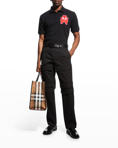 Burberry Men's Clarkbourne Monster Polo Shirt In Black