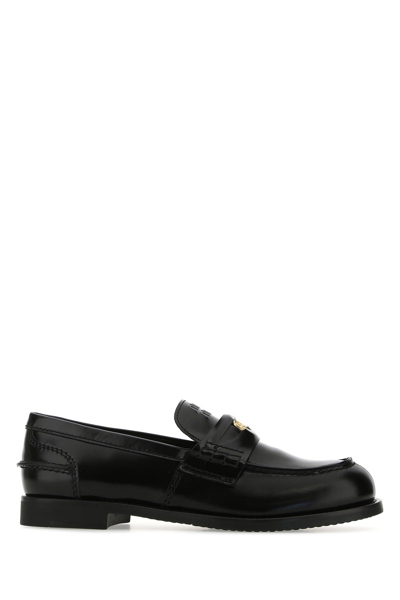 Miu Miu Black Leather Loafers  Black  Donna 41