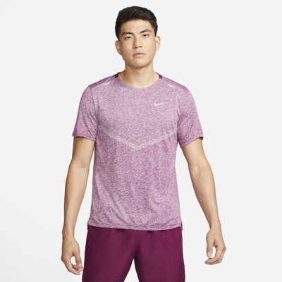 Nike Dri-fit Rise 365 Men's Short-sleeve Running Top In Sangria,heather