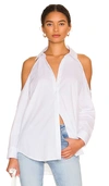 L'agence Morgan Cotton-blend Cold-shoulder Shirt In White