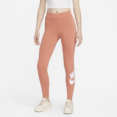 Nike Women's  Sportswear Essential High-waisted Logo Leggings In Orange