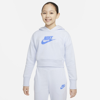 Nike Sportswear Club Big Kids' French Terry Cropped Hoodie In Football Grey/university Blue