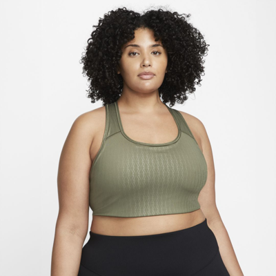Nike Women's Swoosh Medium-support 1-piece Pad Sports Bra (plus Size) In Medium Olive/ Black