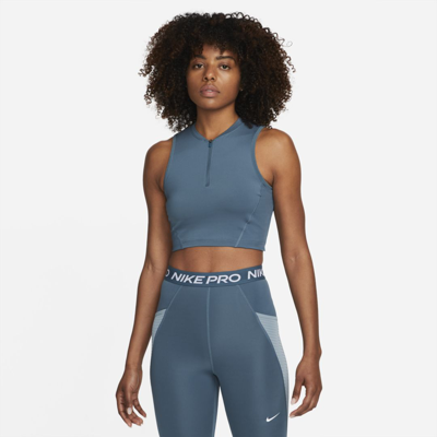 Nike Women's Pro Dri-fit Cropped Tank Top In Blue | ModeSens