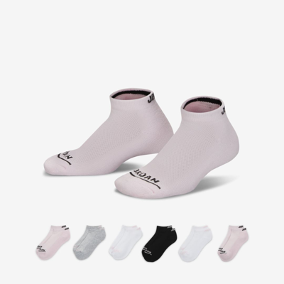 Jordan Big Kids' (girls') No-show Socks (6-pack) In Pink