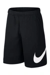 Nike Sportswear Club Fleece-back Cotton-blend Jersey Drawstring Shorts In Black/white