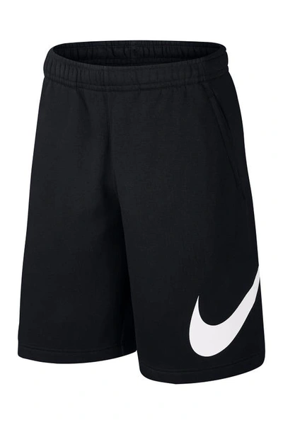 Nike Sportswear Club Fleece-back Cotton-blend Jersey Drawstring Shorts In Black/black/white